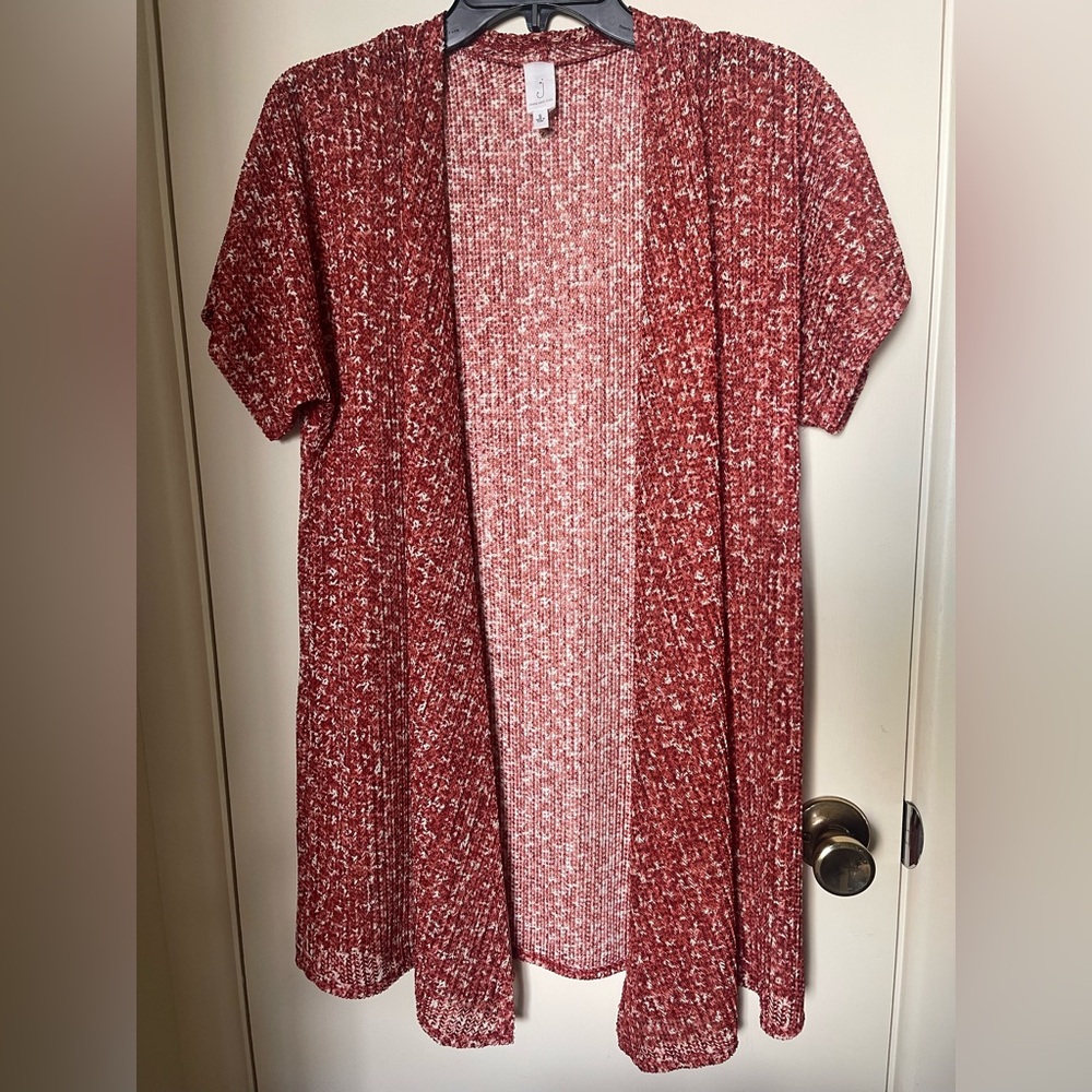 Jones New York reddish Heather Open Front Knit Short-Sleeve Cardigan 19PTP X32